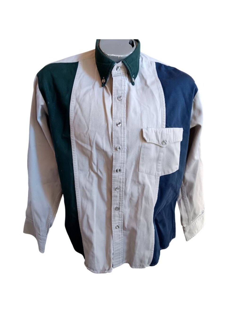 Western Shirt Vintage Large Latigo Mens Long Sleeve Colorblock 1990's All Cotton